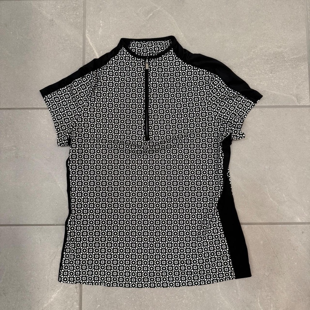 TAIL Black and White Geometric Women's Golf Polo